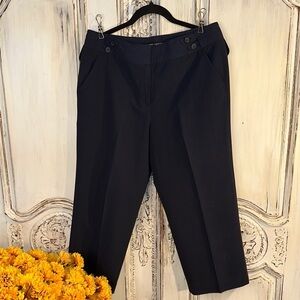 Larry Levine Navy Stretch Wide Leg Cropped Pants
